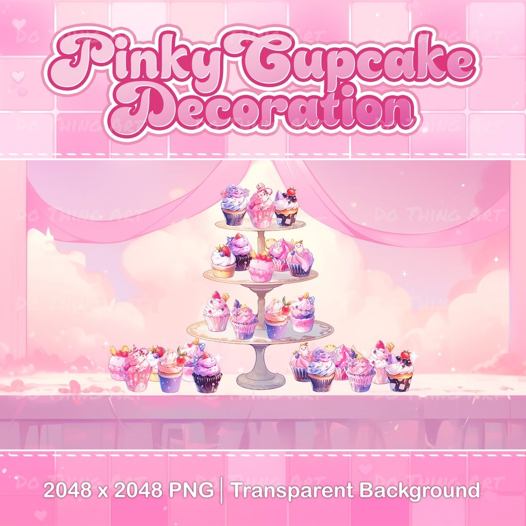 Vtuber Asset | Valentine Day Pinky Cupcake | Twitch Decoration | Party Decoration | Cute Birthday Cupcake | Kawaii Pinky Cupcakes