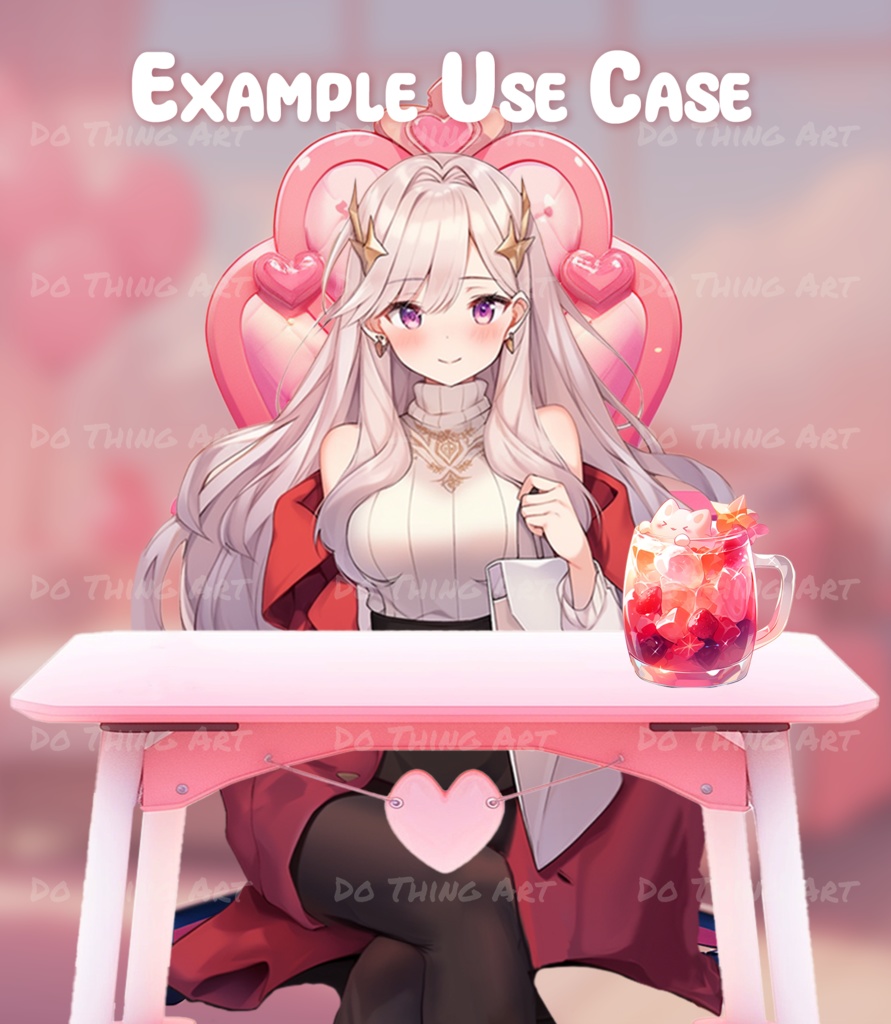 Vtuber Assets | Valentine Table and Chair | Pinky Kawaii Furniture | Cute Twitch Assets | Valentine's Day Gift | Pink Table and Chair