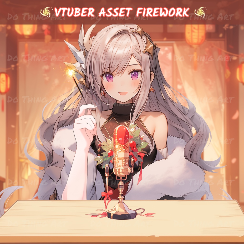 Vtuber Assets Holding Fireworks | New Year | Party Deco | Kawaii | Cute | Lunar New Year | Hand Assets | Twitch Assets | Streammer Assets