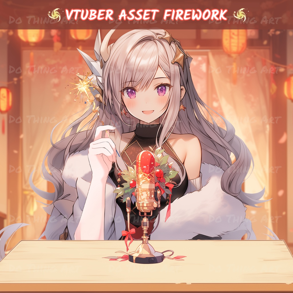 Vtuber Assets Holding Fireworks | New Year | Party Deco | Kawaii | Cute | Lunar New Year | Hand Assets | Twitch Assets | Streammer Assets