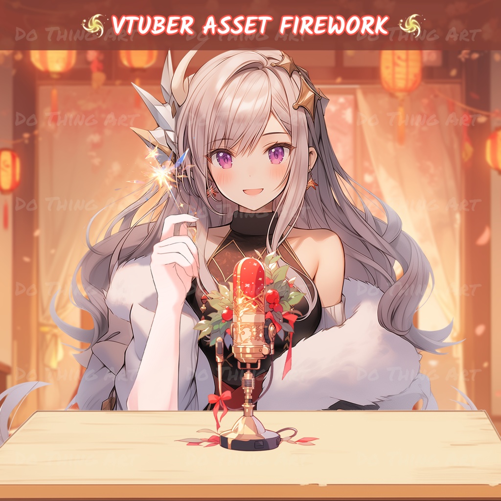 Vtuber Assets Holding Fireworks | New Year | Party Deco | Kawaii | Cute | Lunar New Year | Hand Assets | Twitch Assets | Streammer Assets