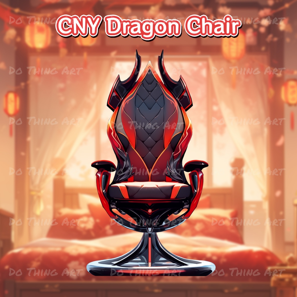 Vtuber Assets | Dragon Gaming Chair | Unique Design | Lunar New Year Party Theme | Dark Design | Perfect Gift | Chinese New Year Theme