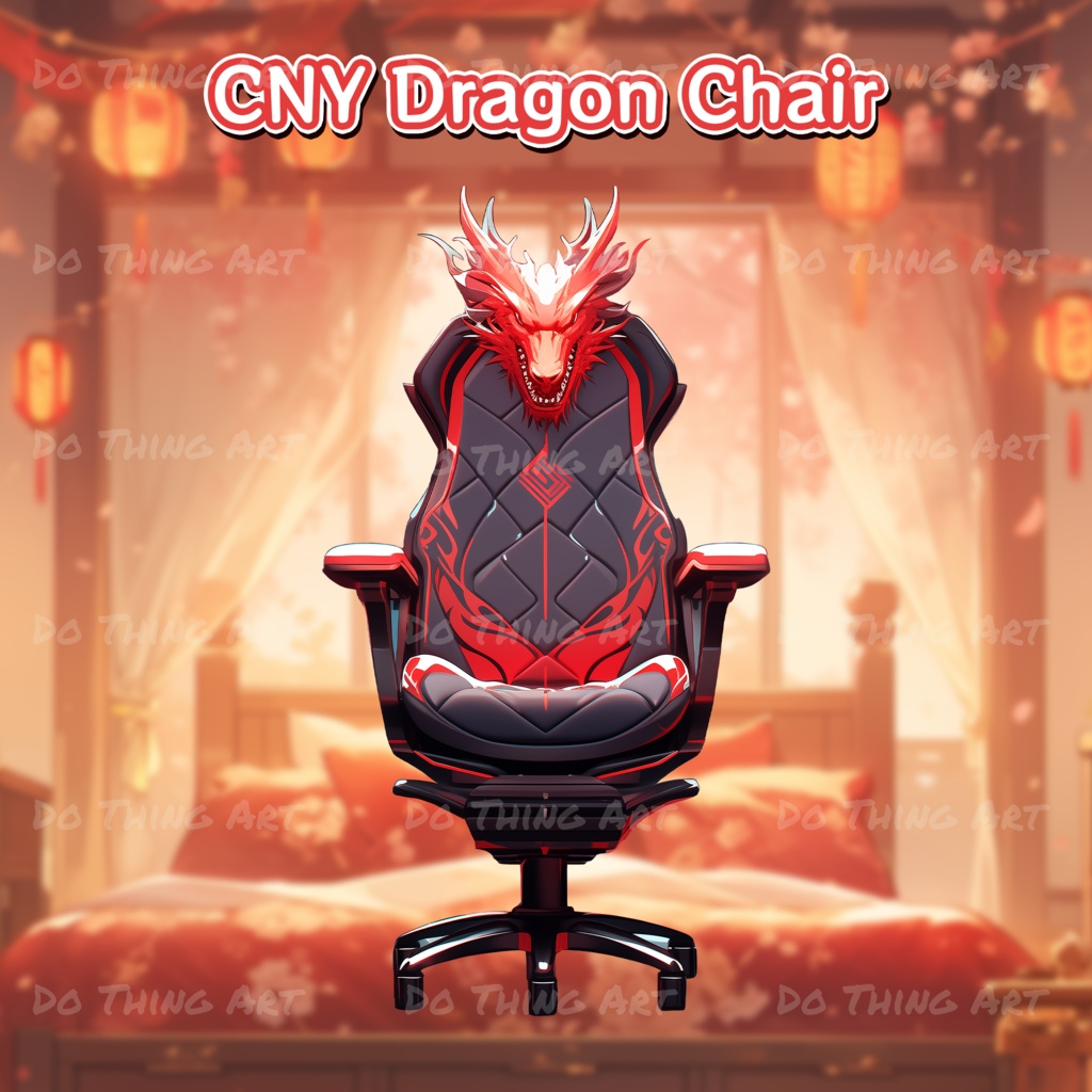 Vtuber Assets | Dragon Gaming Chair | Unique Design | Lunar New Year Party Theme | Dark Design | Perfect Gift | Chinese New Year Theme