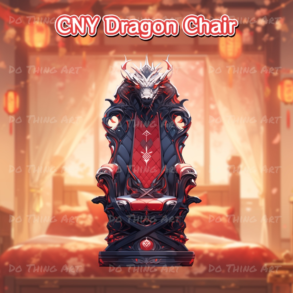 Vtuber Assets | Dragon Gaming Chair | Unique Design | Lunar New Year Party Theme | Dark Design | Perfect Gift | Chinese New Year Theme