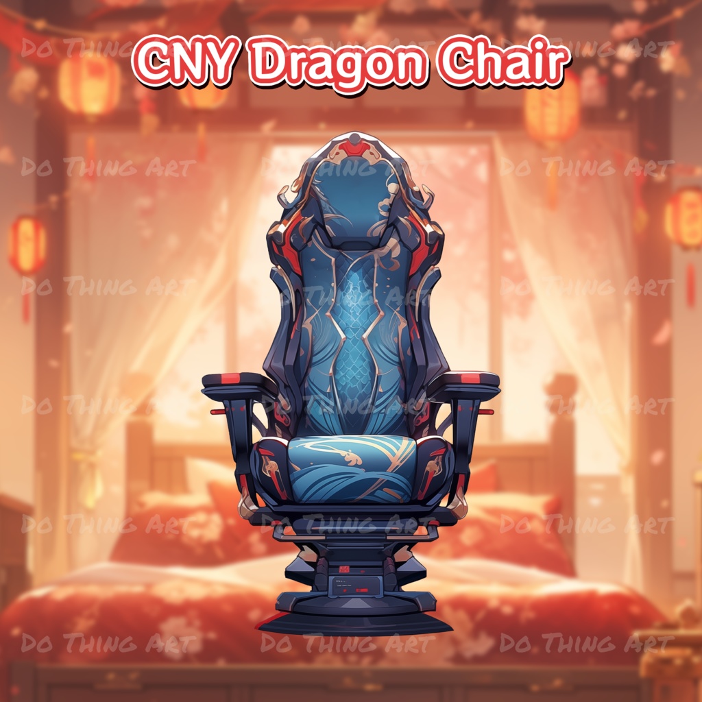 Vtuber Assets | Dragon Gaming Chair | Unique Design | Lunar New Year Party Theme | Dark Design | Perfect Gift | Chinese New Year Theme