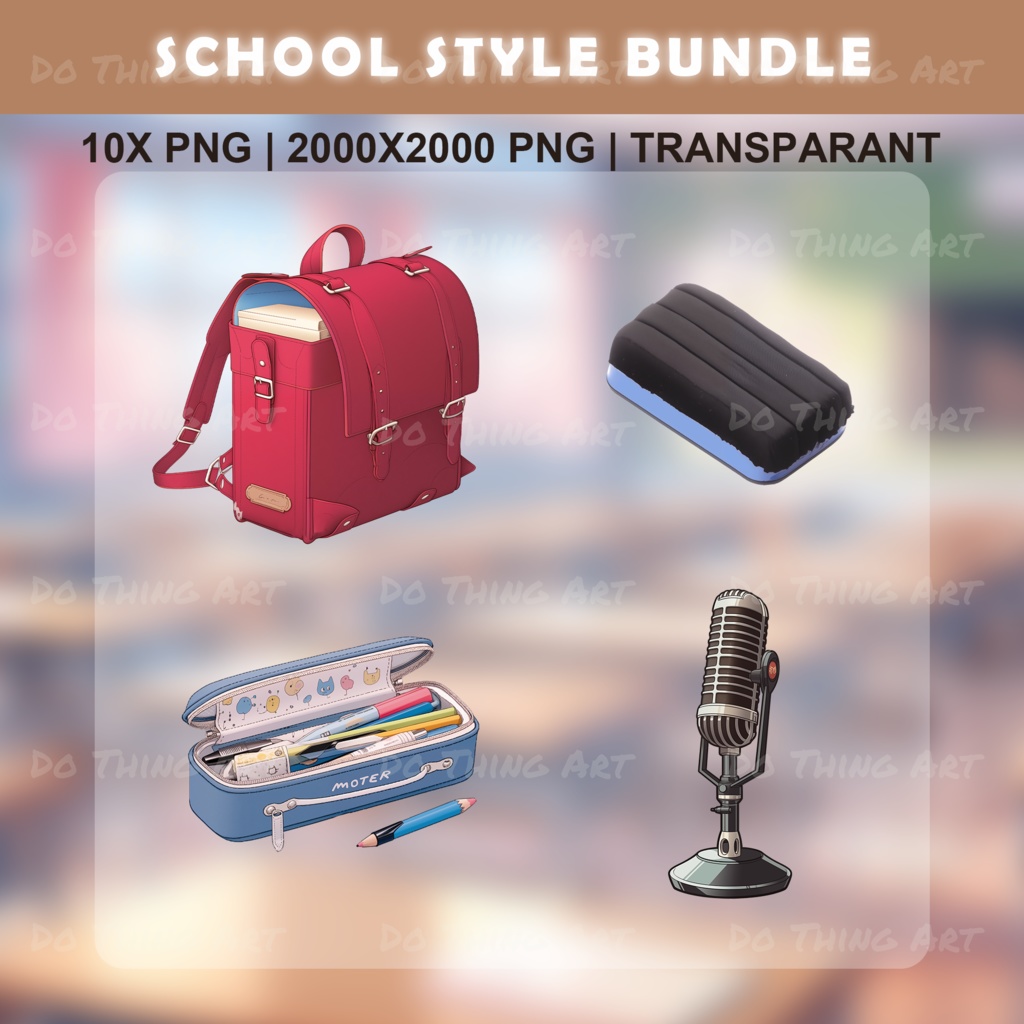 Vtuber Assets School Theme Bundle | High School Theme Bundle | Pre-School Theme Bundle | Twitch Deco | Live Stream Decoration | Kawaii Style