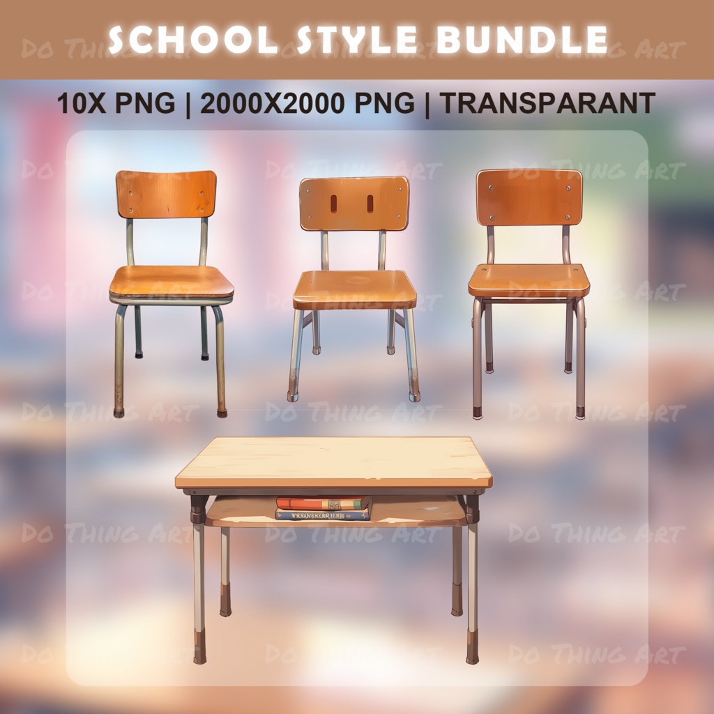 Vtuber Assets School Theme Bundle | High School Theme Bundle | Pre-School Theme Bundle | Twitch Deco | Live Stream Decoration | Kawaii Style