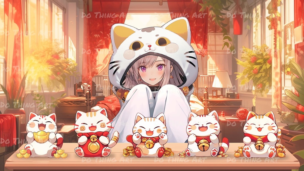 Vtuber Asset Maneki Neko Decoration | Chinese New Year Theme | Festive Twitch Streammer Decor | Lunar New Year | Party Decoration | CuteNeko