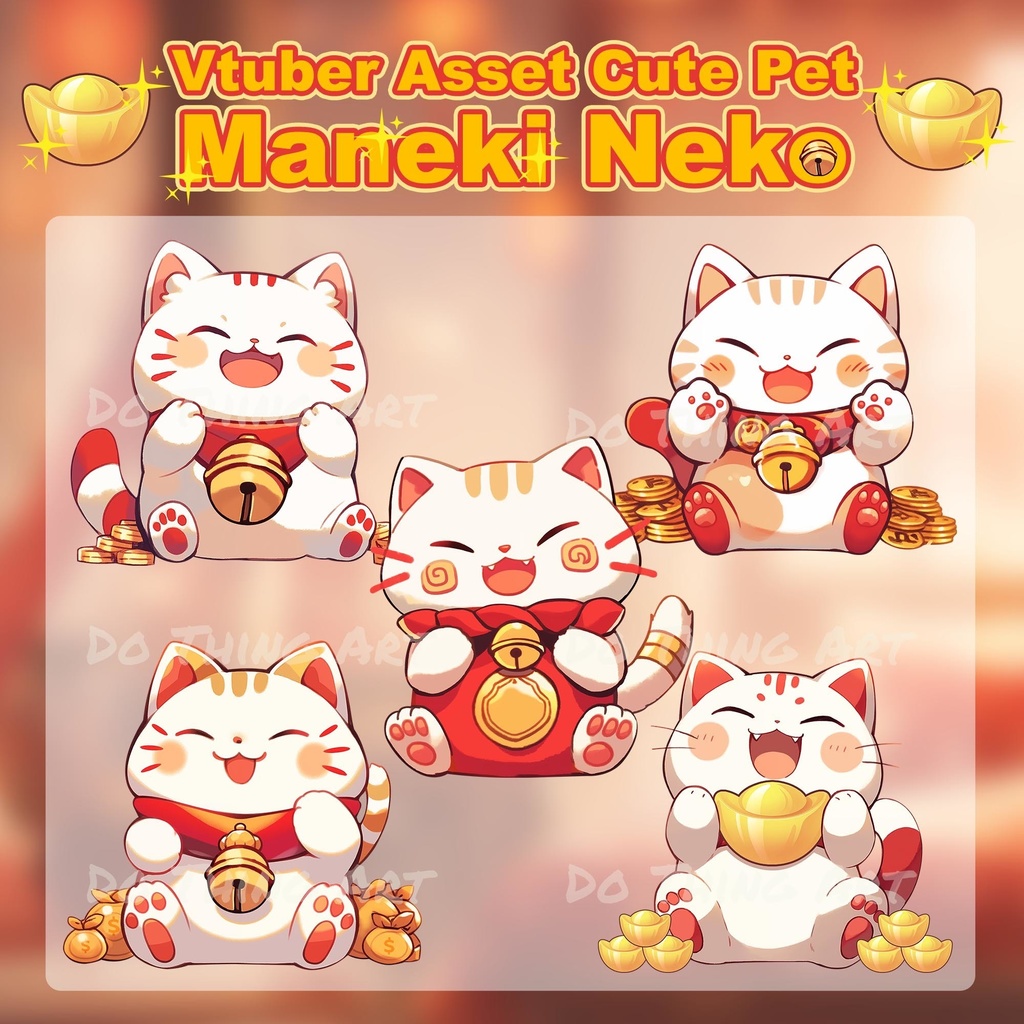Vtuber Asset Maneki Neko Decoration | Chinese New Year Theme | Festive Twitch Streammer Decor | Lunar New Year | Party Decoration | CuteNeko