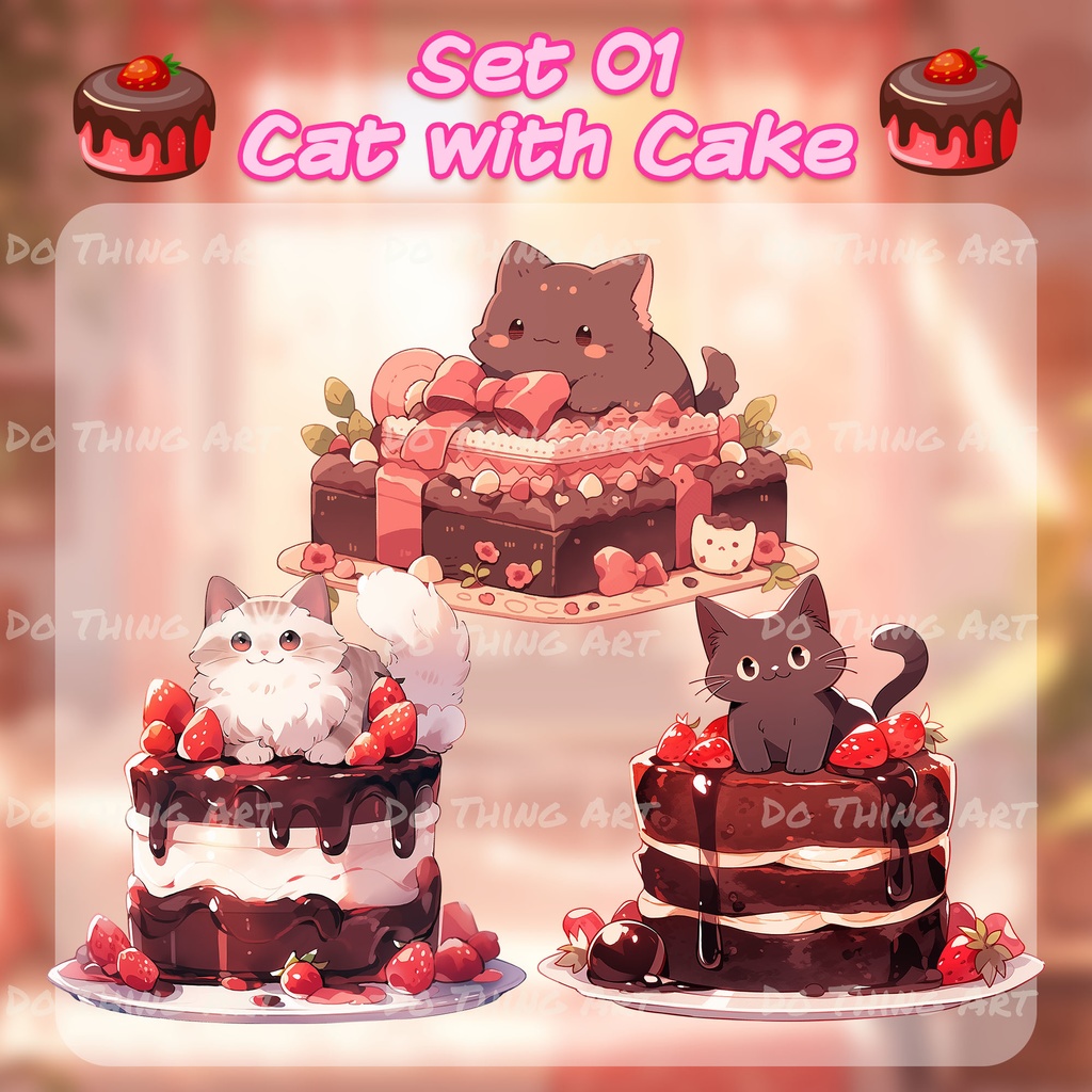 Vtuber Asset | Cute Animal with Cake | Twitch Decoration | Party Assets | Pngtuber Asset | Rabbit | Cat Lover | Dog Lover | Valentine Asset