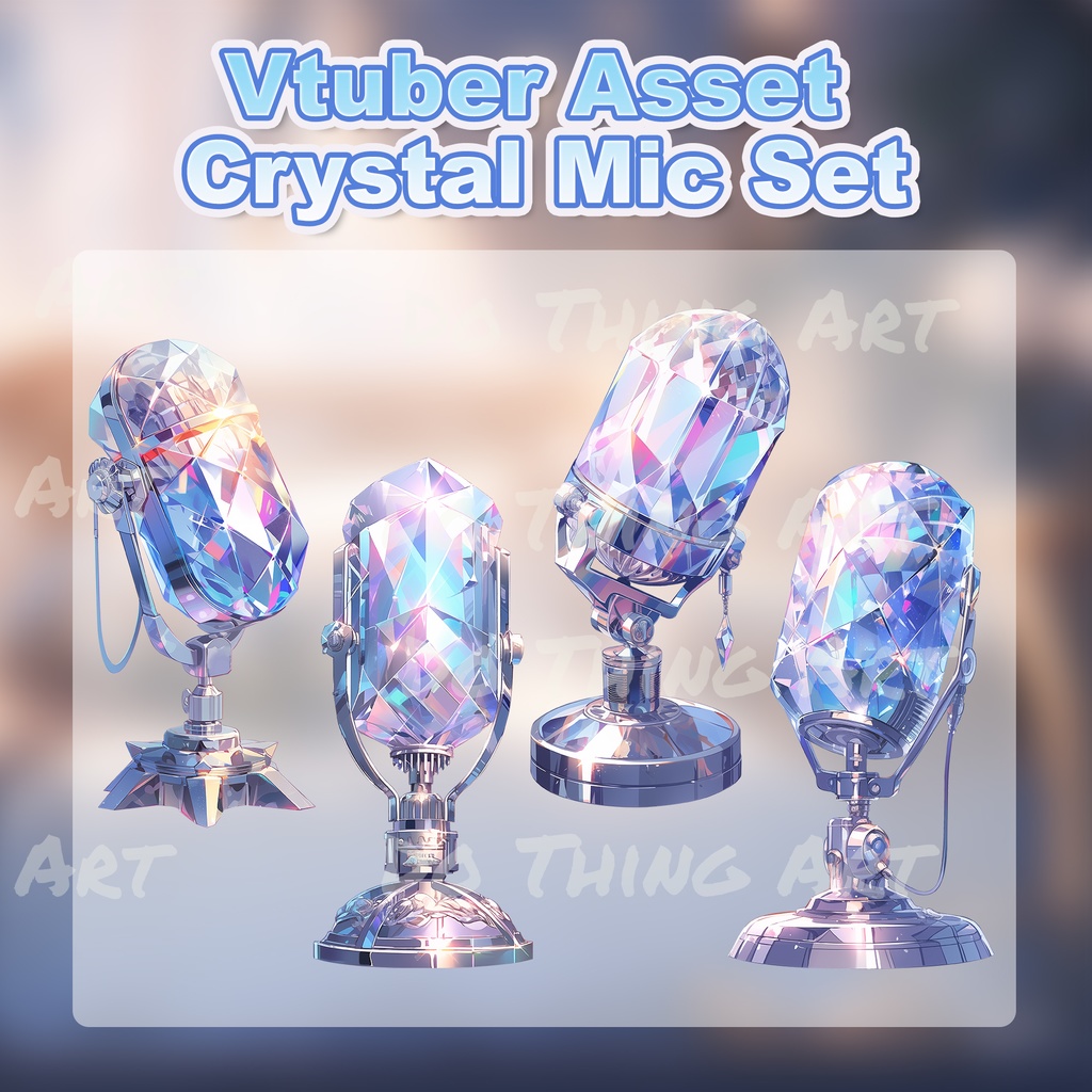 Vtuber Microphone | Crystal Theme Microphone | Twitch Streamer | Livestream Microphone Assets | Micrphone Bundle | Twitch Assets