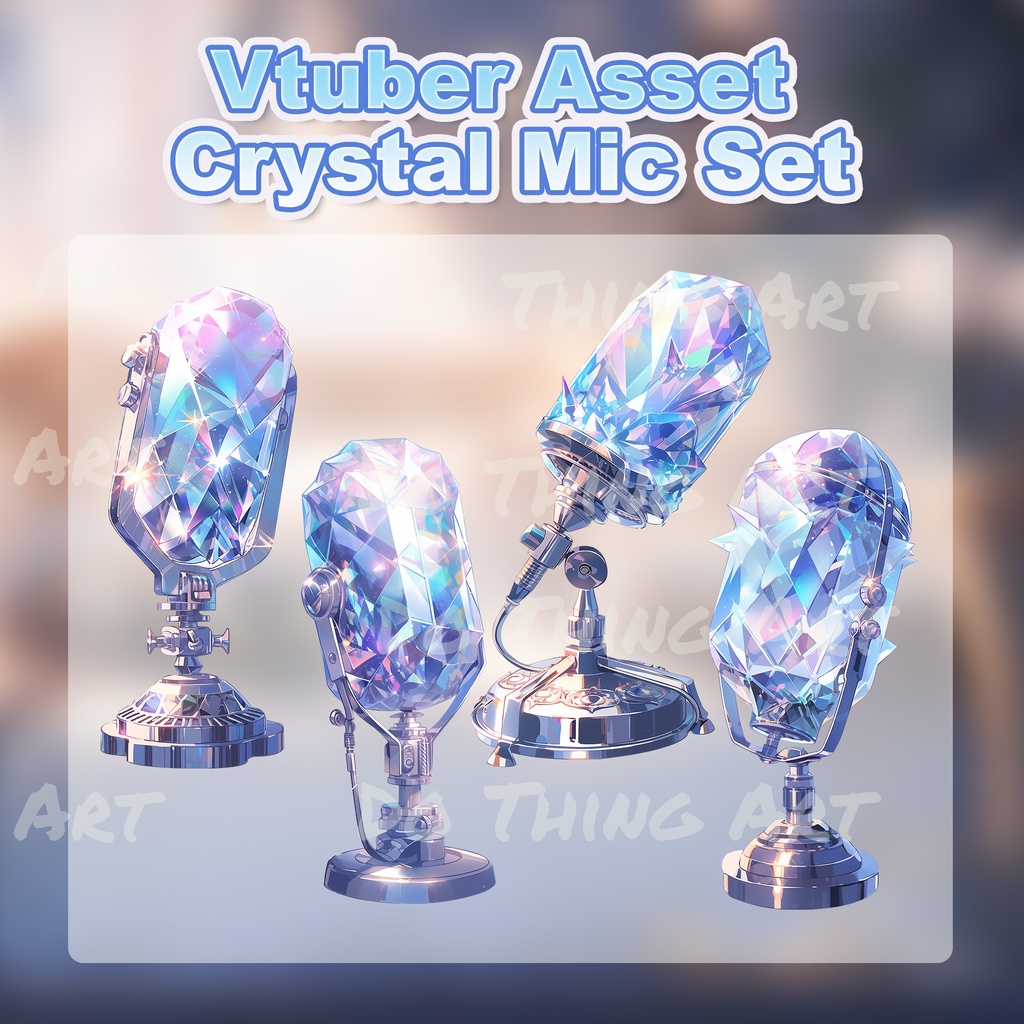 Vtuber Microphone | Crystal Theme Microphone | Twitch Streamer | Livestream Microphone Assets | Micrphone Bundle | Twitch Assets