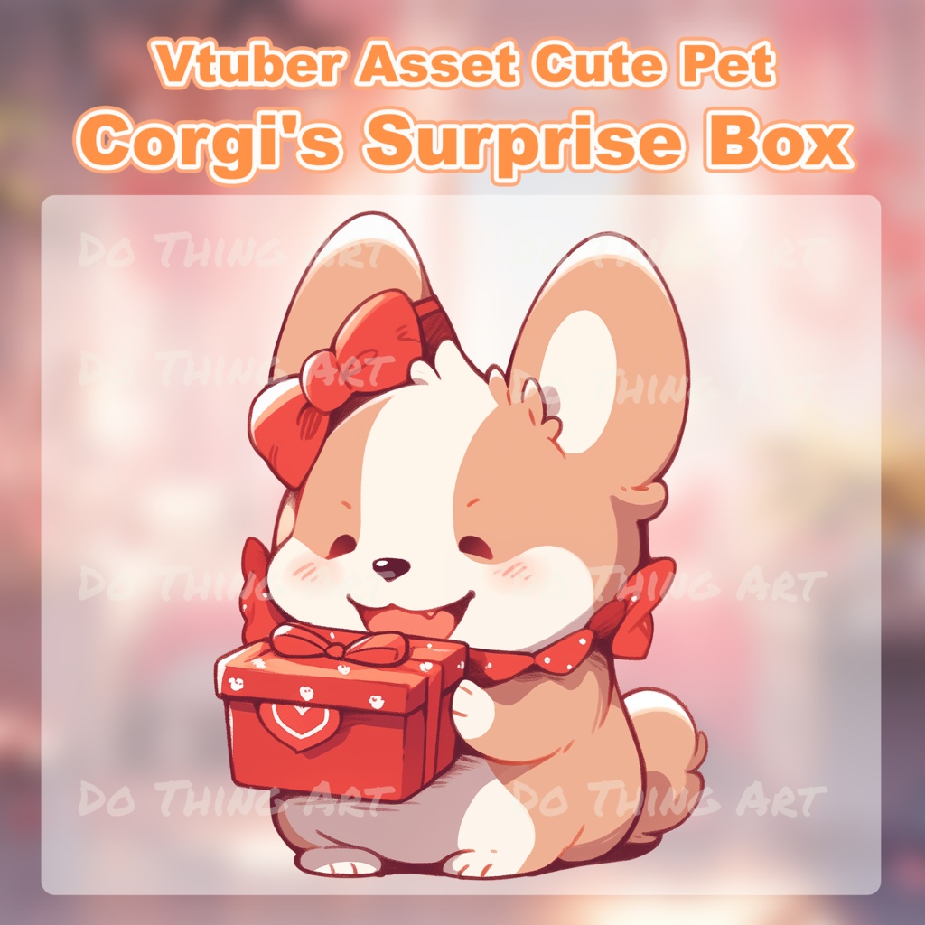 Vtuber Asset Corgi Surprise Box Decoration | Valentines Theme | Twitch Streammer Decor | Party Decoration | Cute Dog | Kawaii | Party Gift
