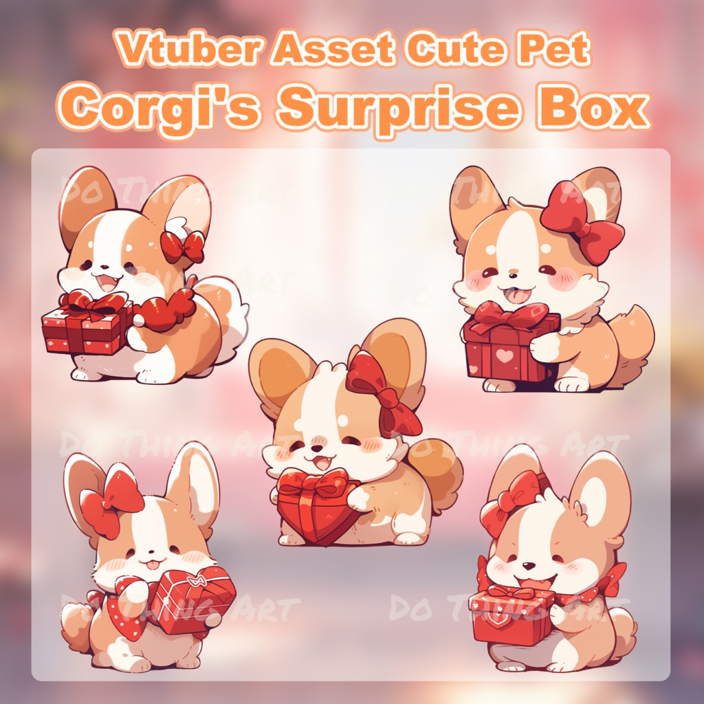Vtuber Asset Corgi Surprise Box Decoration | Valentines Theme | Twitch Streammer Decor | Party Decoration | Cute Dog | Kawaii | Party Gift