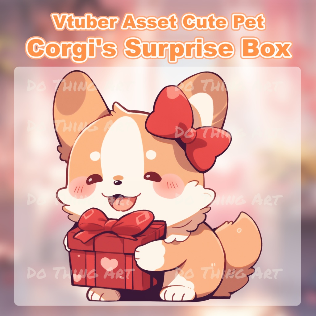 Vtuber Asset Corgi Surprise Box Decoration | Valentines Theme | Twitch Streammer Decor | Party Decoration | Cute Dog | Kawaii | Party Gift