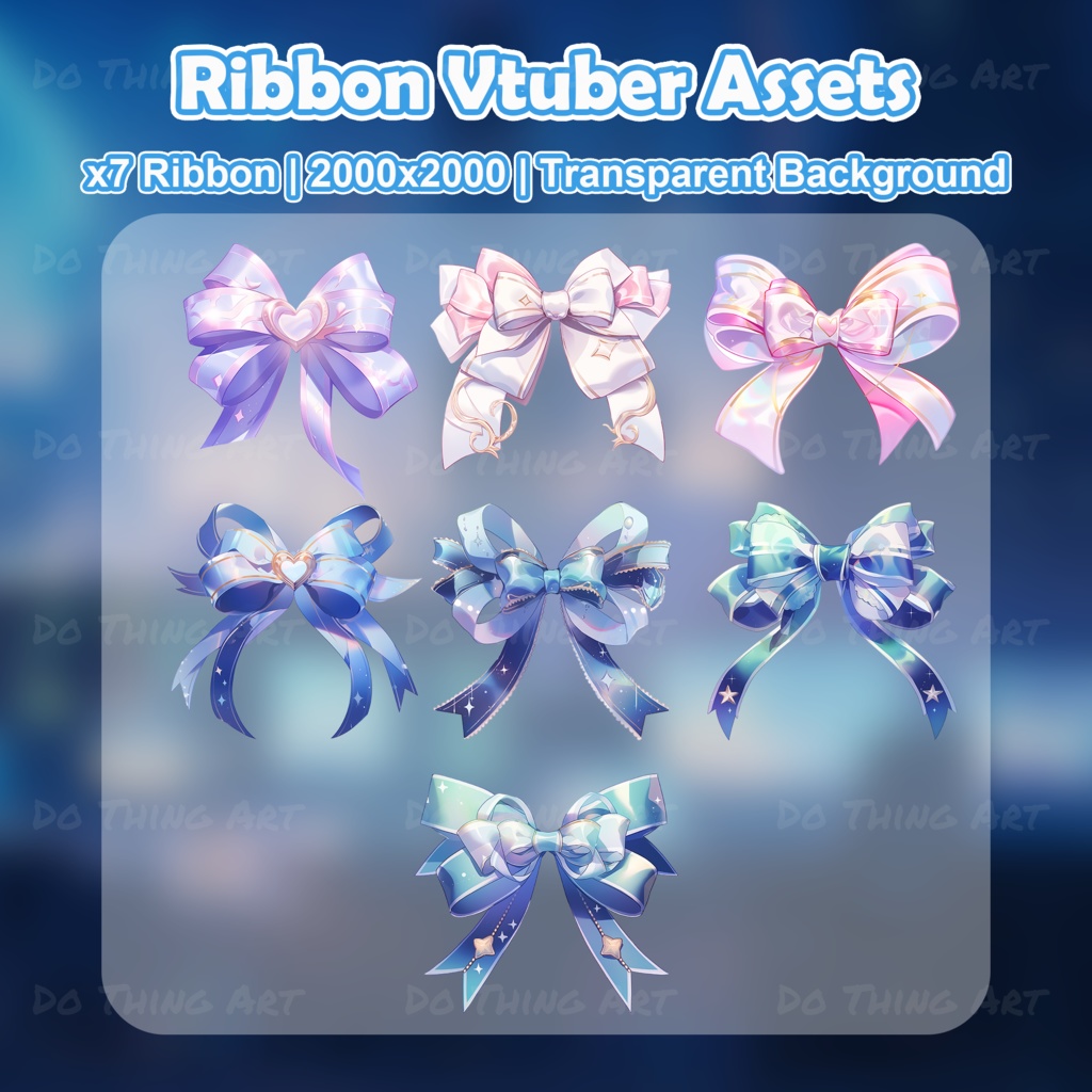 Vtuber Hair Asset - Ribbon  | Colourful Ribbon Bundle | Ribbon PNG | Livestream Hair Assets | Party Costume | Twitch Assets