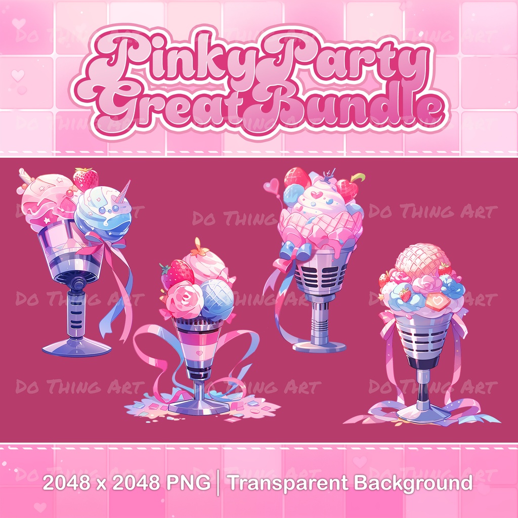 Vtuber Assets - Pinky Party Bundle | Twitch Stream Screens | Animated Screens | Valentine's Day | Twitch Decoration | Party Deco | Pink Deco