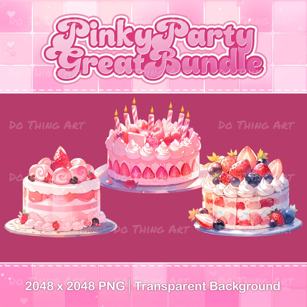 Vtuber Assets - Pinky Party Bundle | Twitch Stream Screens | Animated Screens | Valentine's Day | Twitch Decoration | Party Deco | Pink Deco