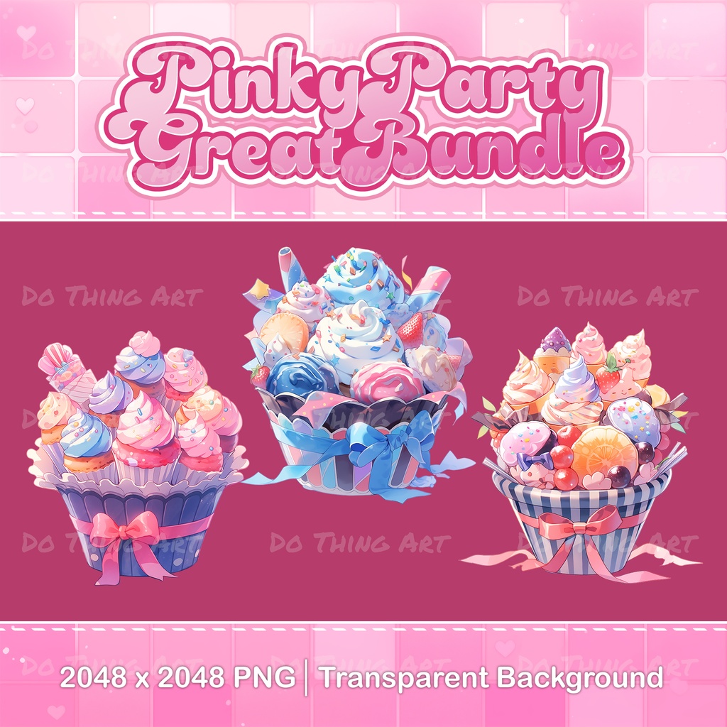Vtuber Assets - Pinky Party Bundle | Twitch Stream Screens | Animated Screens | Valentine's Day | Twitch Decoration | Party Deco | Pink Deco