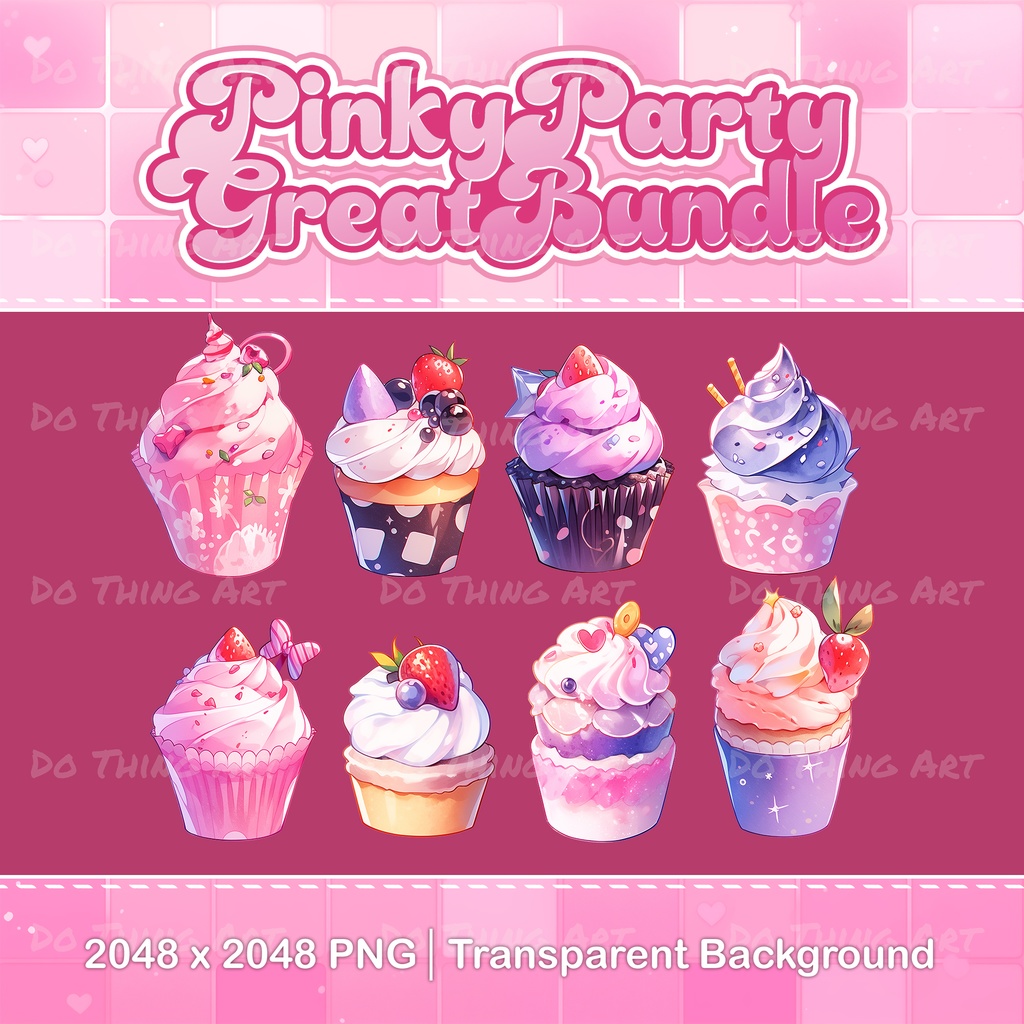 Vtuber Assets - Pinky Party Bundle | Twitch Stream Screens | Animated Screens | Valentine's Day | Twitch Decoration | Party Deco | Pink Deco