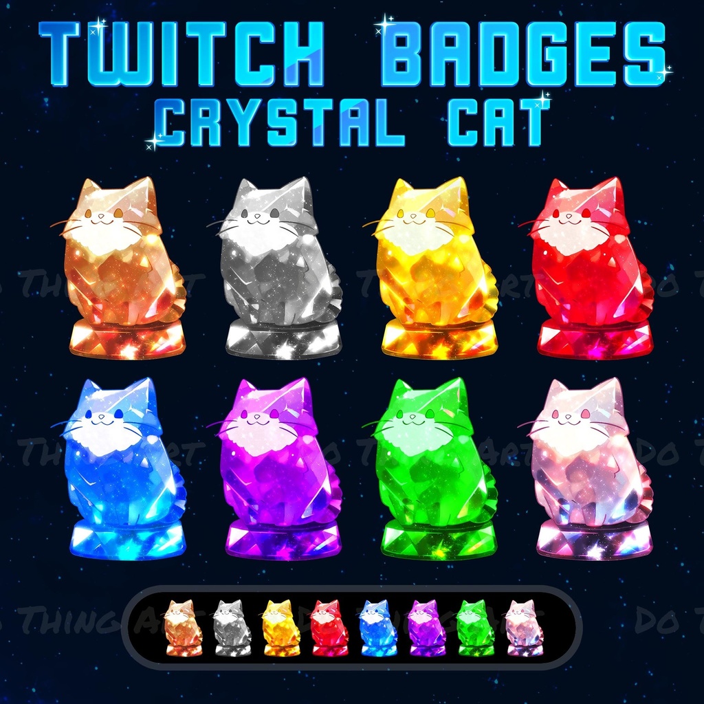 Vtuber Assets | Crystal Cat Badge | Twitch Sub Badges | Vtubers | Youtubers | Streamer | Chatting | Twitch Assets | Twitch Badges | Twitch