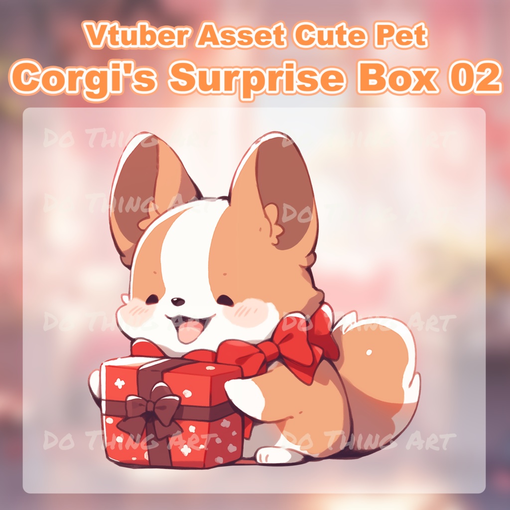 Vtuber Asset Corgi Surprise Box Decoration 02 | Valentines | Twitch Streammer Decor | Party Decoration | Cute Dog | Kawaii | Party Gift