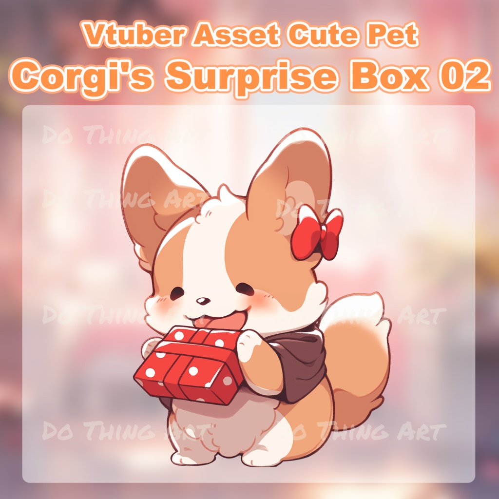 Vtuber Asset Corgi Surprise Box Decoration 02 | Valentines | Twitch Streammer Decor | Party Decoration | Cute Dog | Kawaii | Party Gift