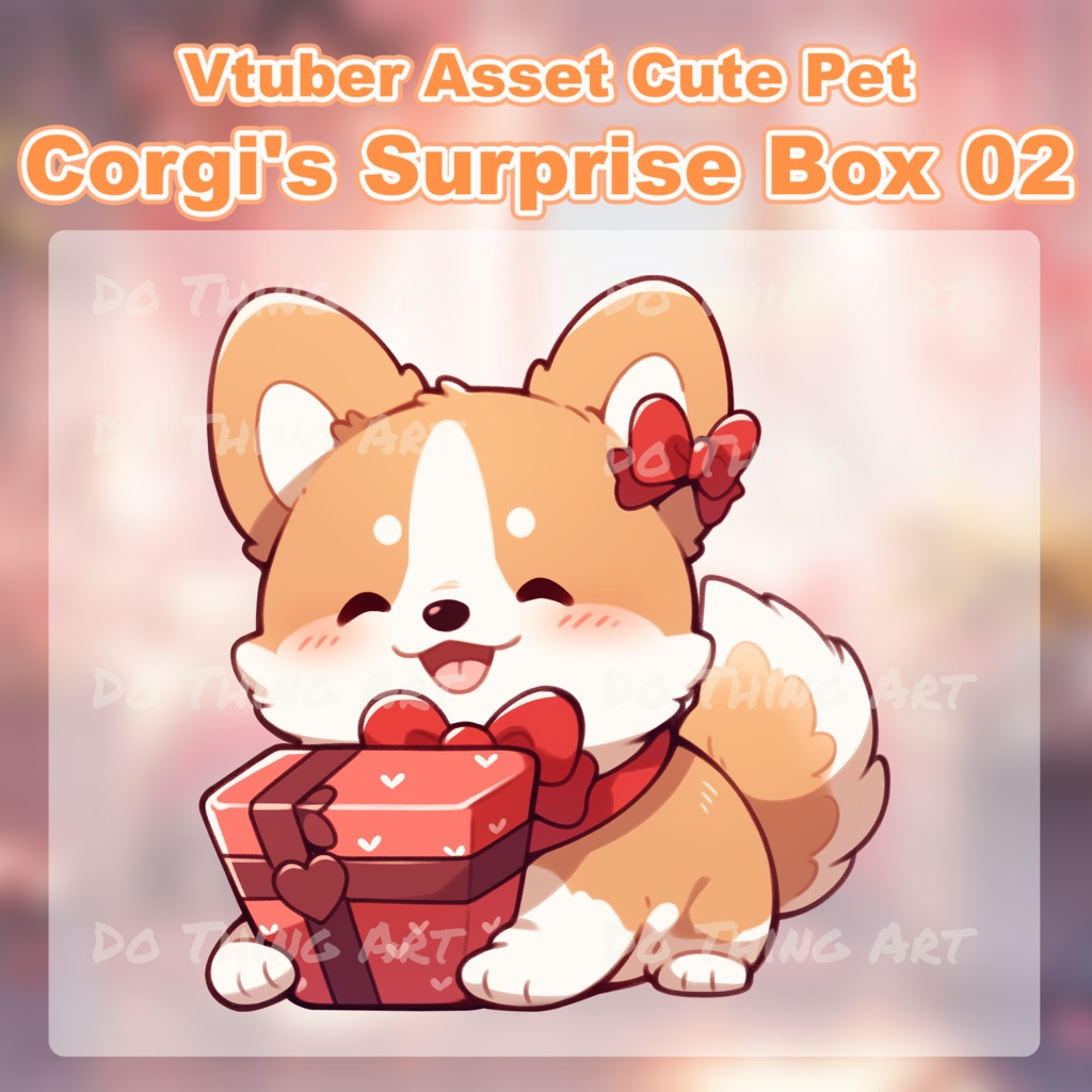 Vtuber Asset Corgi Surprise Box Decoration 02 | Valentines | Twitch Streammer Decor | Party Decoration | Cute Dog | Kawaii | Party Gift