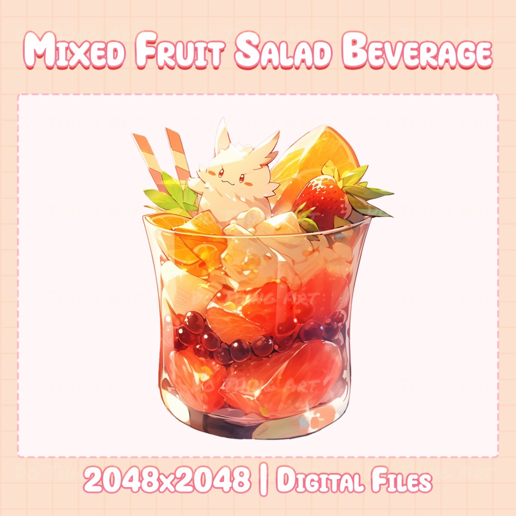Vtuber Assets - Mixed Fruit Beverage Set | Party Beverage Collection | Summer Party Decorations | Twitch Overlay | Kawaii Beverage