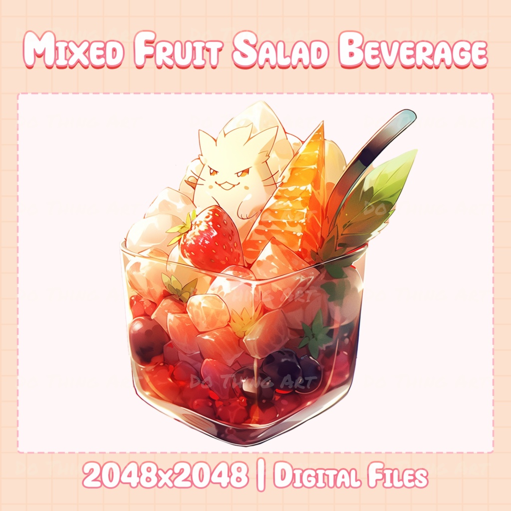 Vtuber Assets - Mixed Fruit Beverage Set | Party Beverage Collection | Summer Party Decorations | Twitch Overlay | Kawaii Beverage