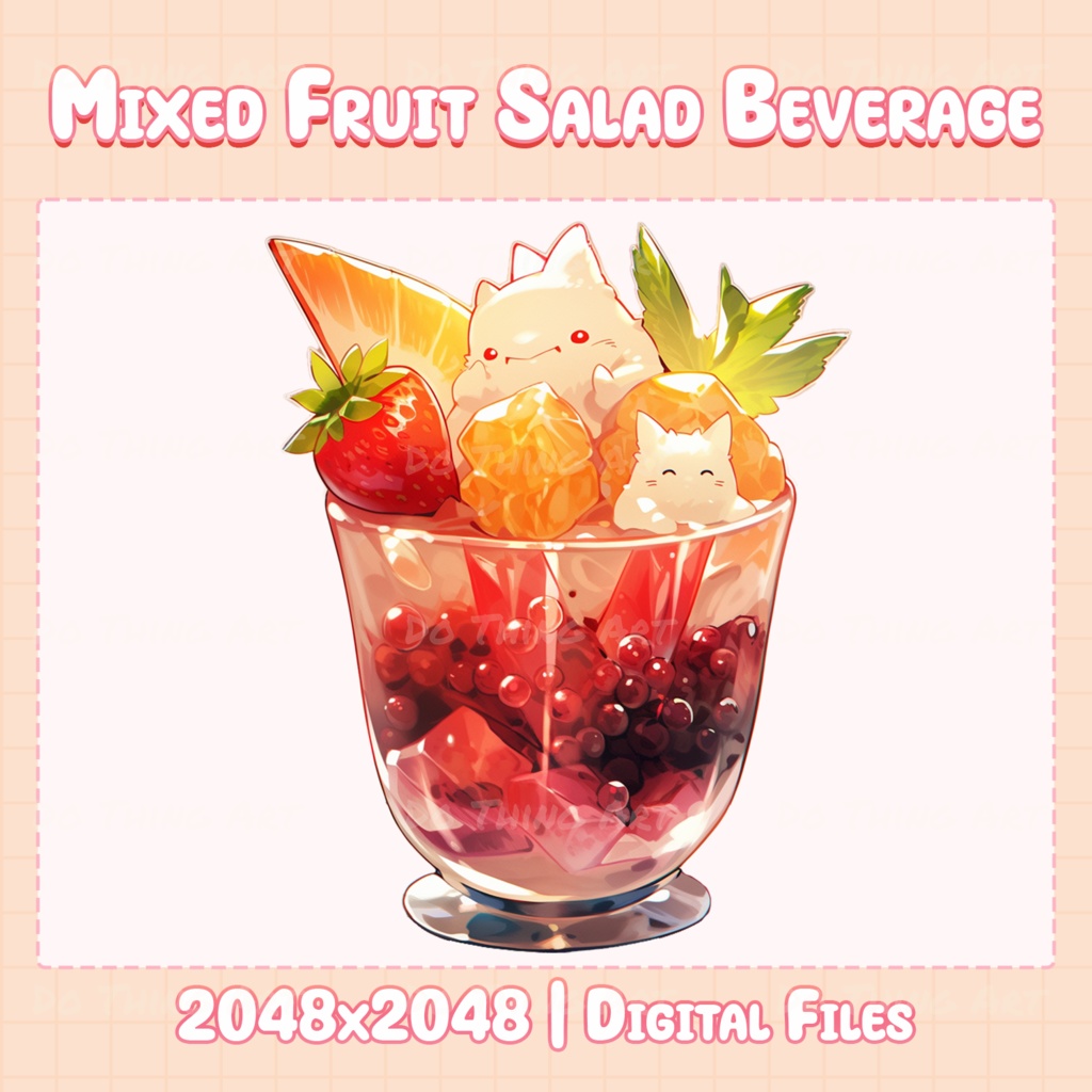Vtuber Assets - Mixed Fruit Beverage Set | Party Beverage Collection | Summer Party Decorations | Twitch Overlay | Kawaii Beverage