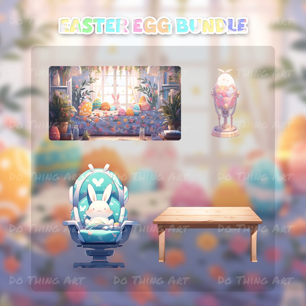 Vtuber Assets | Easter Egg Bundle | Kawaii Design | Easter Day Party Theme | Colourful Design | Perfect Gift | Vtuber Gift | Basket | Rabbit