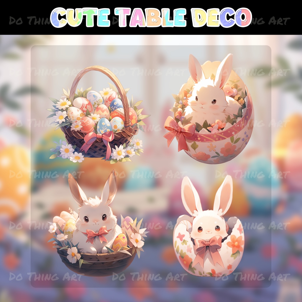 Vtuber Assets | Easter Egg Bundle | Kawaii Design | Easter Day Party Theme | Colourful Design | Perfect Gift | Vtuber Gift | Basket | Rabbit