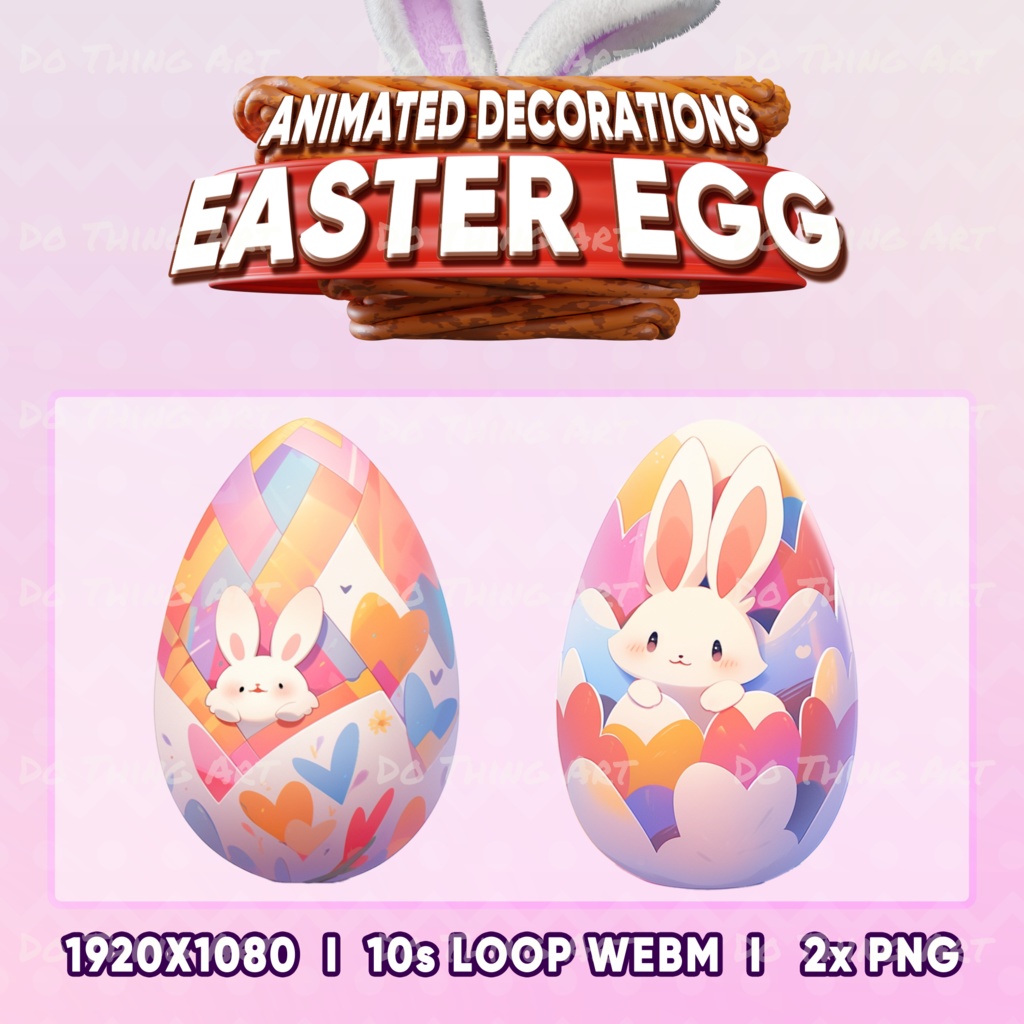 Animated Decoration | Easter Egg | PNG | Perfect Gift | Vtuber Gift | Basket | Rabbit