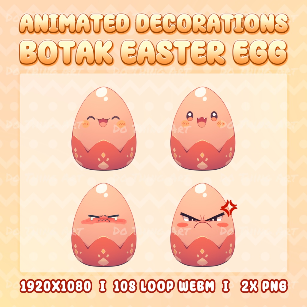 Cute Animated Emoji Eggs | Decoration Streammer | Botak Easter Egg | VTuber Asset | Twitch Decor