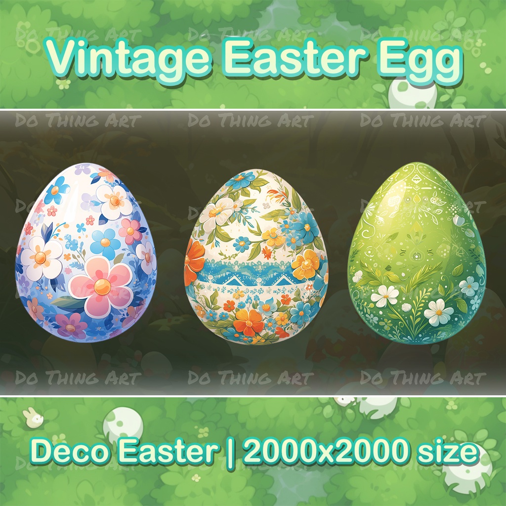 Easter Eggs Stand | Vintage Easter Eggs Decoration Bundle | VTuber Asset | Twitch Decor | Plant Lover Gift | Easter Gift