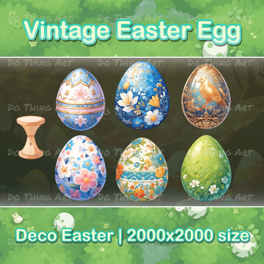 Easter Eggs Stand | Vintage Easter Eggs Decoration Bundle | VTuber Asset | Twitch Decor | Plant Lover Gift | Easter Gift
