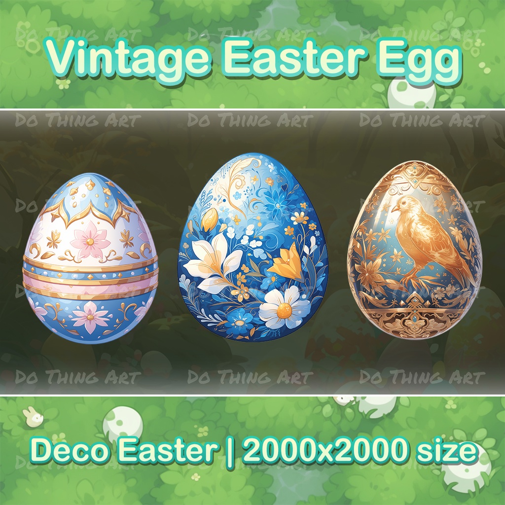 Easter Eggs Stand | Vintage Easter Eggs Decoration Bundle | VTuber Asset | Twitch Decor | Plant Lover Gift | Easter Gift