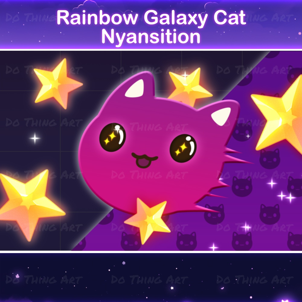 Rainbow Galaxy Cat Stream Transition | 7 Suprrr Cat Twitch Assets | OBS ...