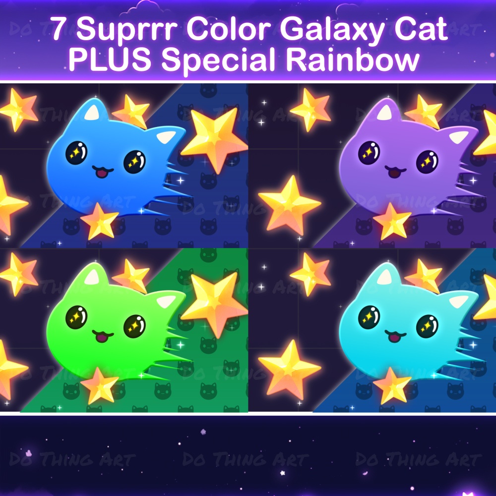 Rainbow Galaxy Cat Stream Transition | 7 Suprrr Cat Twitch Assets | OBS ...