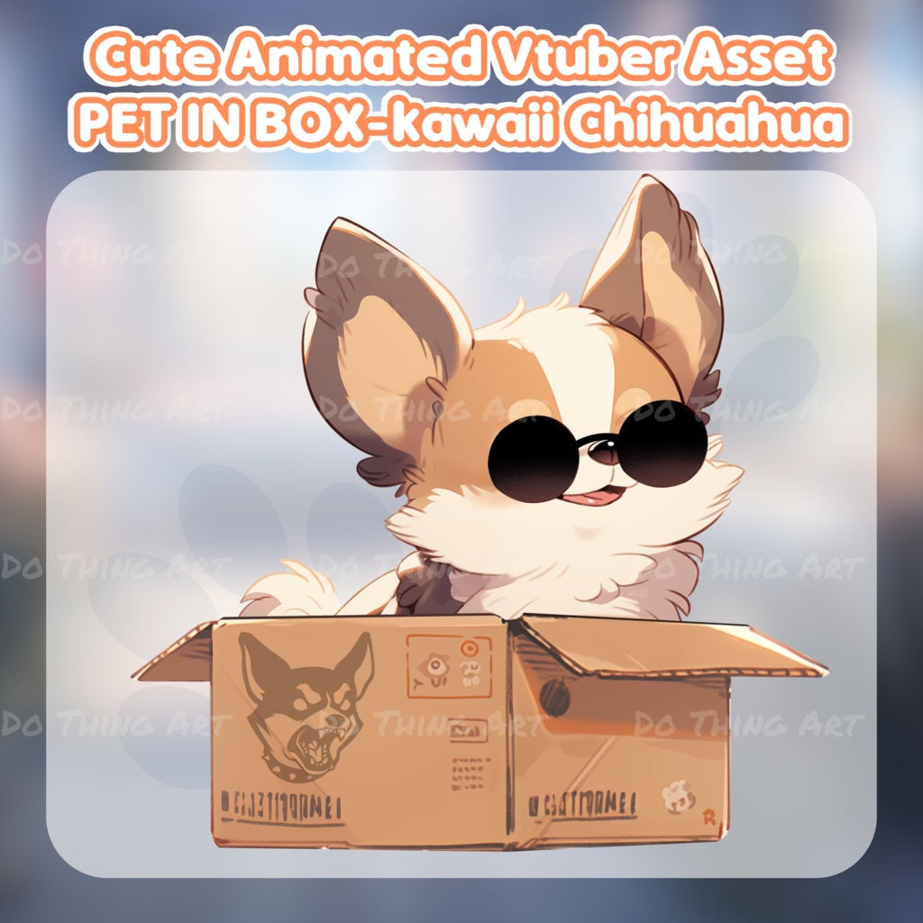 Cute Chihuahua in the Box Decoration | Vtuber Assets | Vtuber Friend | Twitch Decor | Kawaii dog | Twitch Overlay | ChiHuaHua