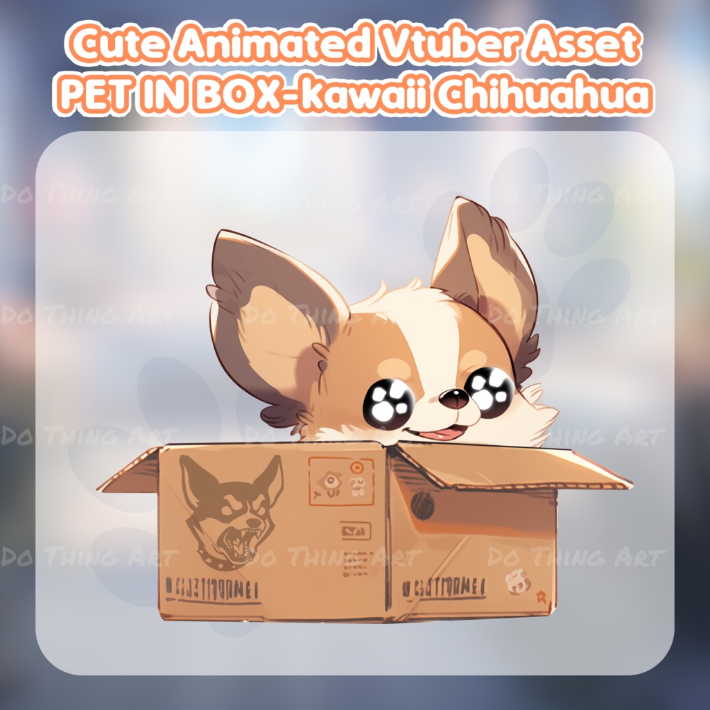 Cute Chihuahua in the Box Decoration | Vtuber Assets | Vtuber Friend | Twitch Decor | Kawaii dog | Twitch Overlay | ChiHuaHua