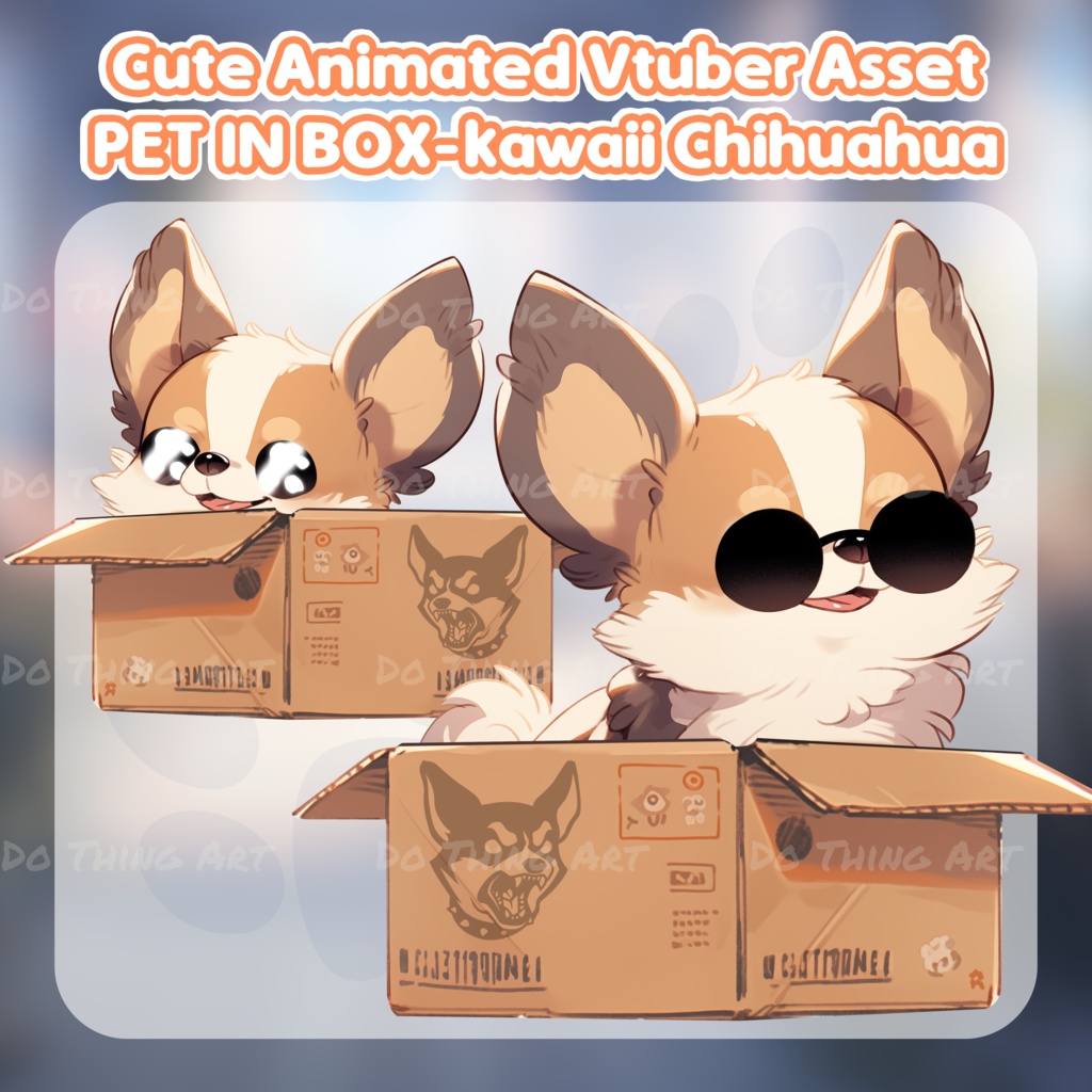 Cute Chihuahua in the Box Decoration | Vtuber Assets | Vtuber Friend | Twitch Decor | Kawaii dog | Twitch Overlay | ChiHuaHua
