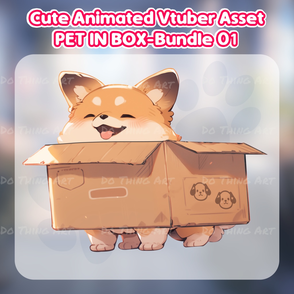 Cute Dog in the Box Decoration_Bundle 01 | Vtuber Assets | Vtuber Friend | Twitch Decor | Kawaii dog | Twitch Overlay