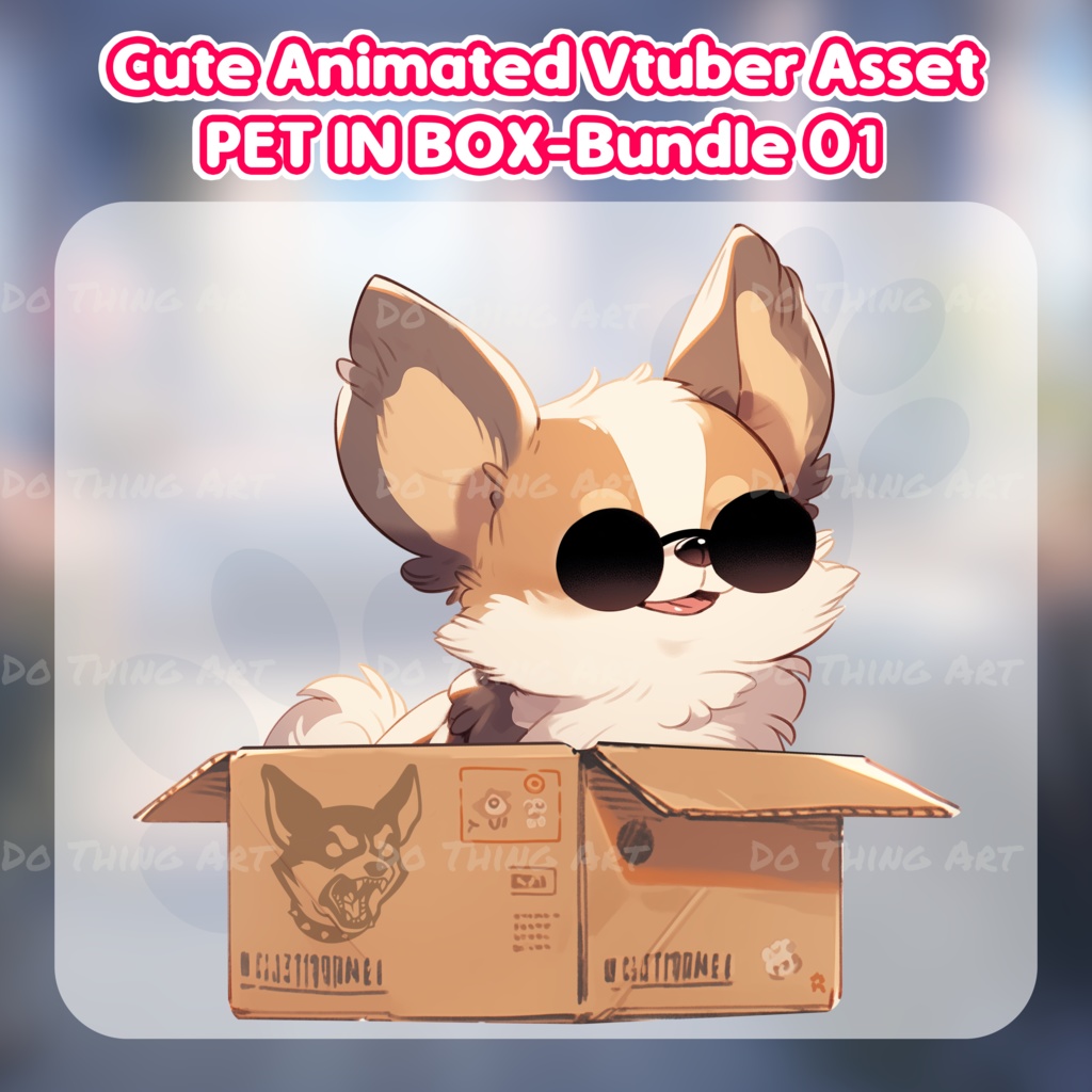 Cute Dog in the Box Decoration_Bundle 01 | Vtuber Assets | Vtuber Friend | Twitch Decor | Kawaii dog | Twitch Overlay