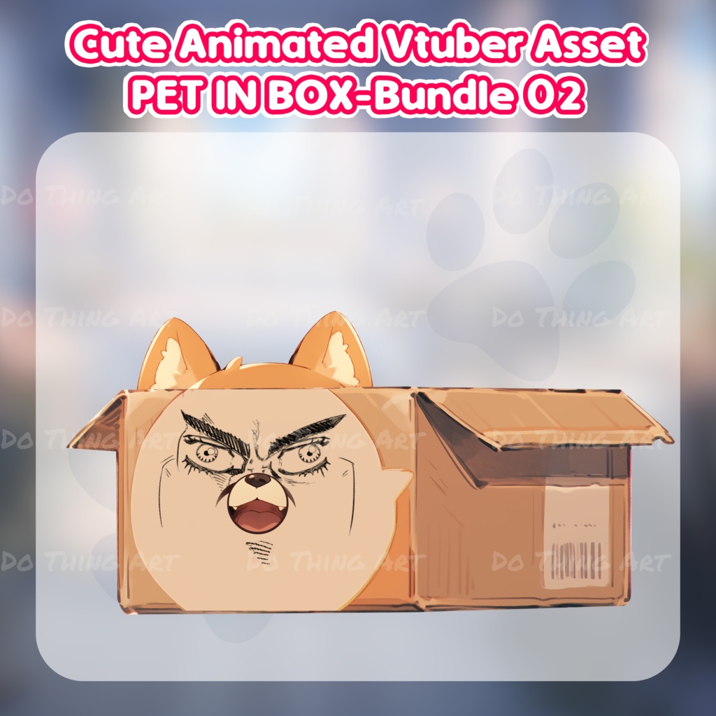 Cute Dog in the Box Decoration Bundle 02 | Vtuber Assets | Vtuber Friend | Twitch Decor | Kawaii dog | Twitch Overlay