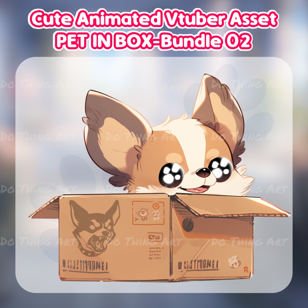 Cute Dog in the Box Decoration Bundle 02 | Vtuber Assets | Vtuber Friend | Twitch Decor | Kawaii dog | Twitch Overlay