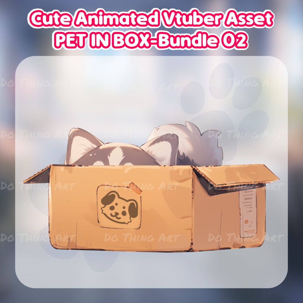 Cute Dog in the Box Decoration Bundle 02 | Vtuber Assets | Vtuber Friend | Twitch Decor | Kawaii dog | Twitch Overlay