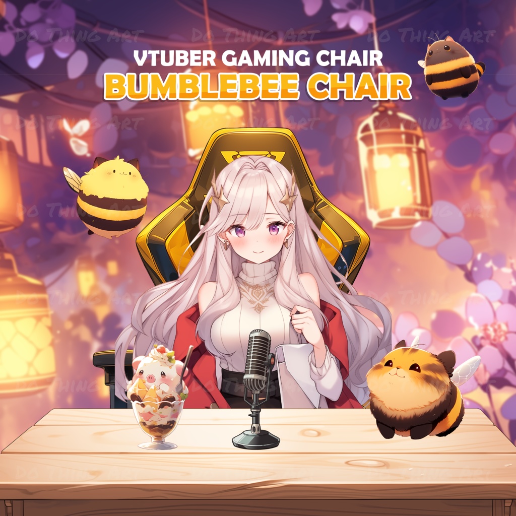 Vtuber Assets | Bee Gaming Chair | Unique Design | Bumble Beee Party Theme | Halloween Design | Perfect Gift | Bee Theme