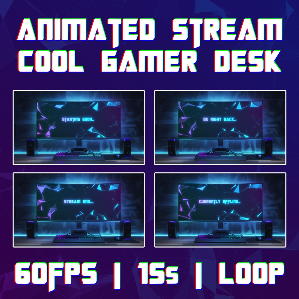 Animated Background | Twitch Stream Screens | Twitch Loading Screens | Animated Screens | Twitch Animated Package | Purple | sci-fi blue